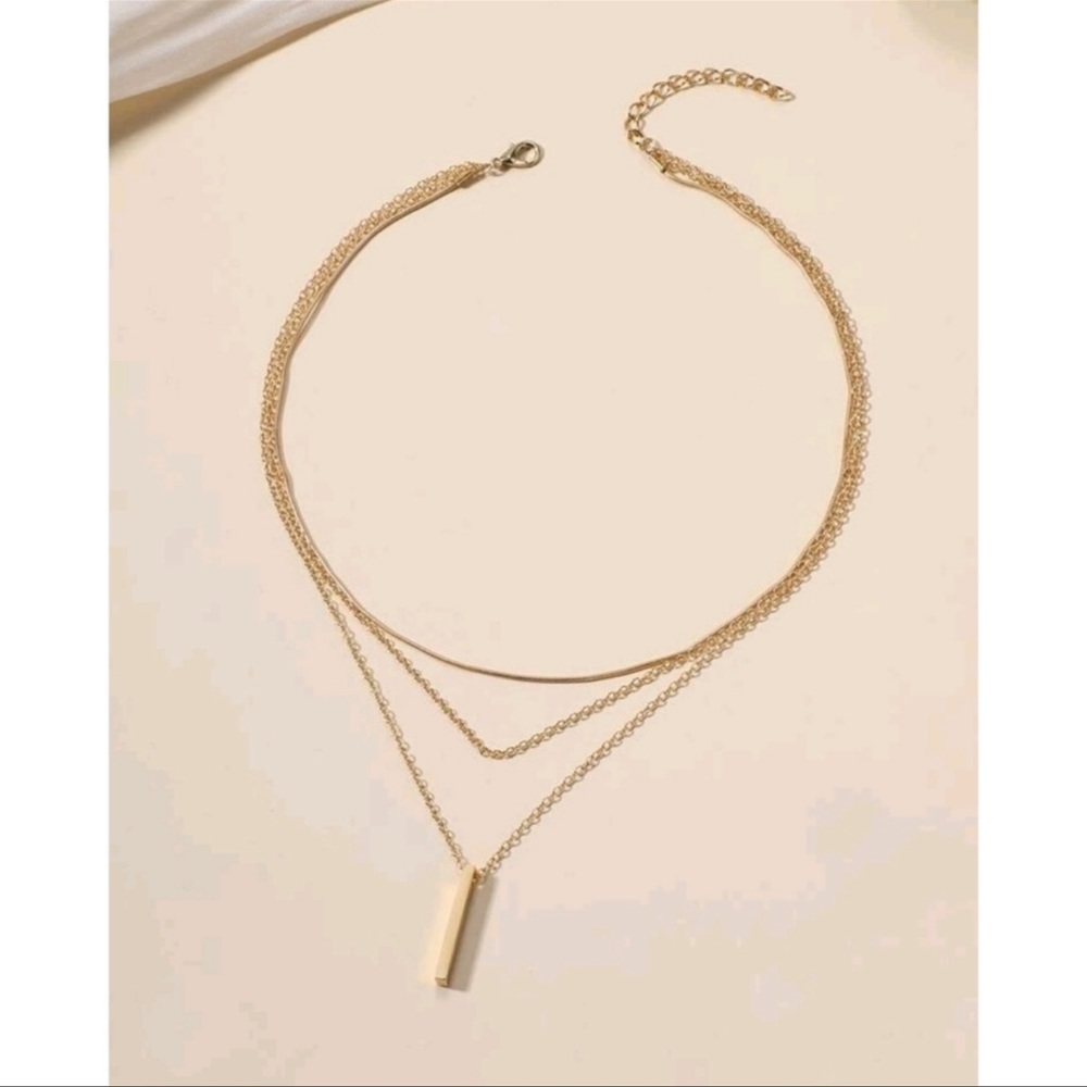 Anthropologie Serenity Minimalist Layered Gold Pendant Necklaces - Picture 2 of 5